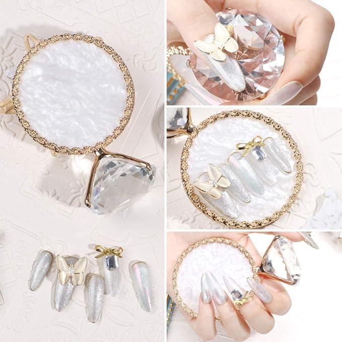 Golden Edge Resin Nail Art Palettes with Diamond