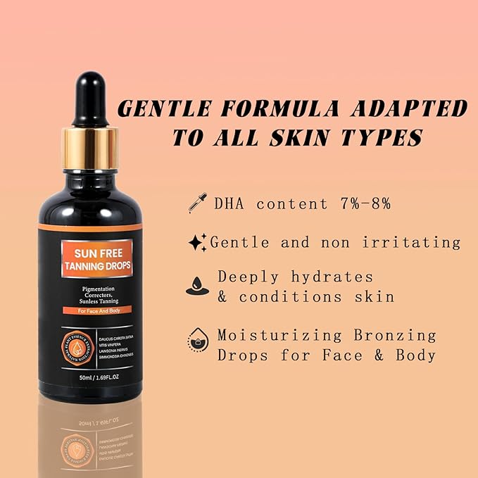 Sun Free-Self Tanning Drops-Plant extraction formula-Sunless Self-Tanner for a Natural-Gentle and non irritating-DIY Skin Color