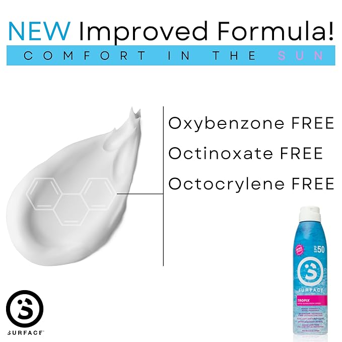 Surface TROPIX Sheer Touch Spray Sunscreen, Water Resistant, UVA/UVB Broad Spectrum, Fast Drying Protection, PABA Free - 6oz - SPF 50-1 PACK