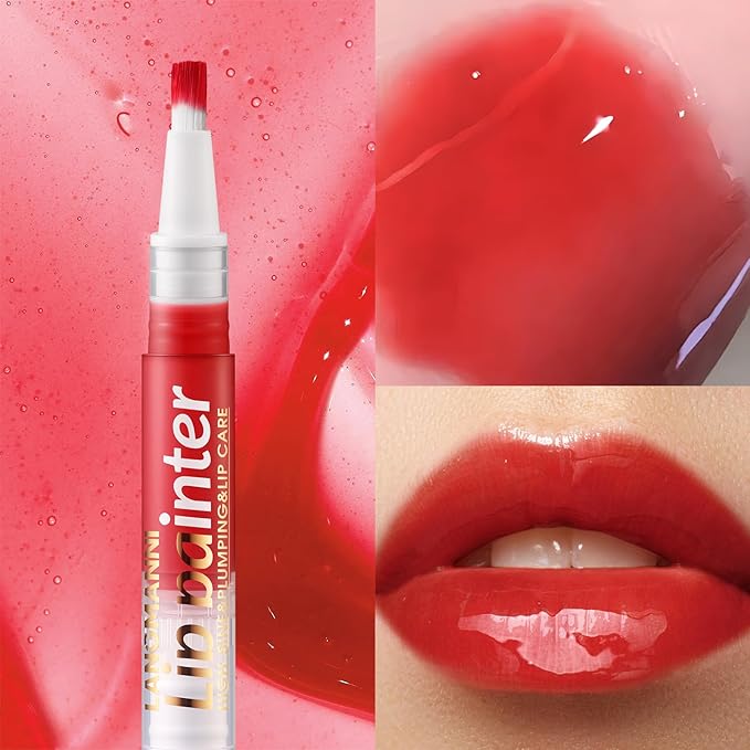 Glow Lip Oil Gloss +Lips Brush, High Pigmented Lip