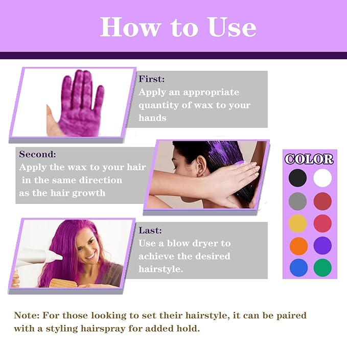 Purple Hair Color Wax, Temporary