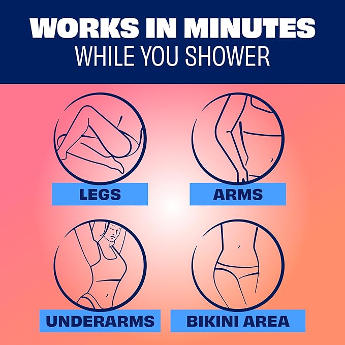 Nair Sensitive Shower Cream Hair Remover with Natural Coconut Oil and Vitamin E, Body Hair Removal Cream, 12 oz