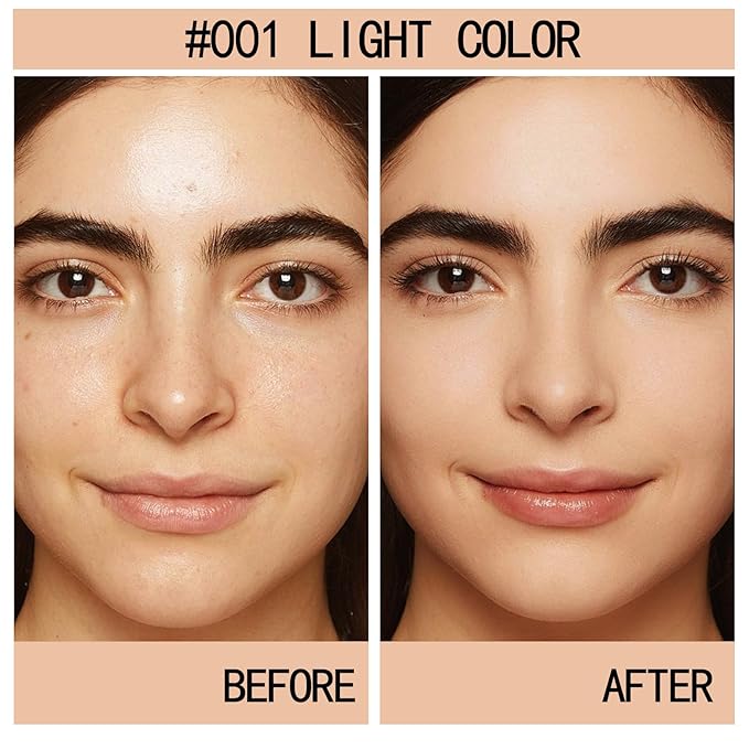 Powder Foundation,Long Wear Full Coverage Foundation with Sponge,Flawess Correcting Color