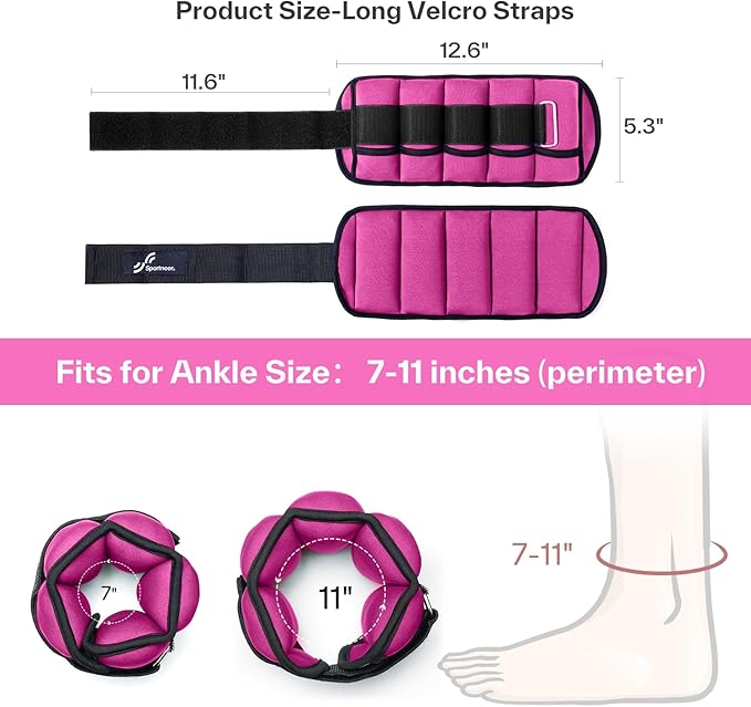 Sportneer Adjustable Ankle Weights for Women and Men 1 Pair 2 3 3 4 4 6 6 7 7 LBS