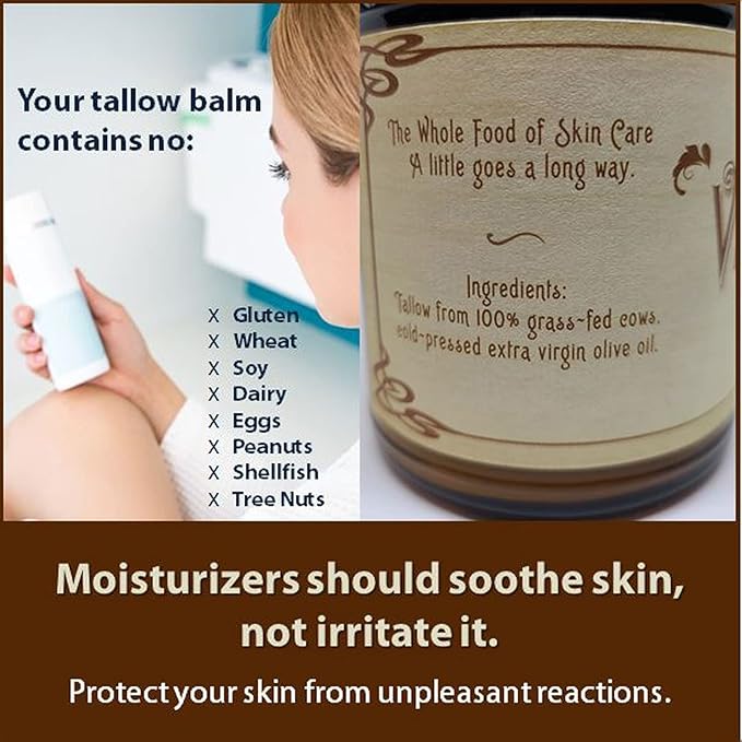 Vintage Tradition Beef Tallow All Purpose Balm - Healing, Hydrating Musk Skin Care Salve Replaces Body Lotion, Hand Cream, More - Essential Oil, Olive Oil, and Grass-Fed Tallow, 2 fl. oz.