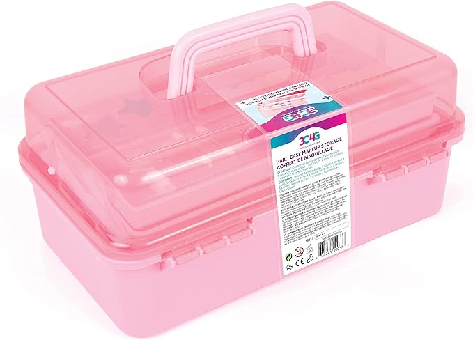 3C4G Pink and Gold Hard Case Makeup Storage