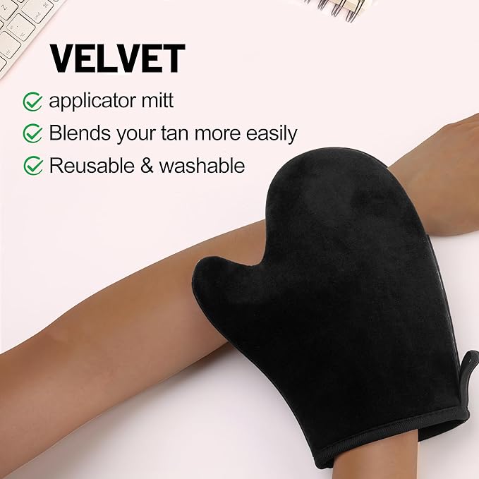 Self Tanning Mitt Applicator Self Tan Black Tanning Mitts Self Tanner are Machine Washable And Reusable Sunless Tanning Mit Ultra Soft and Streak Free