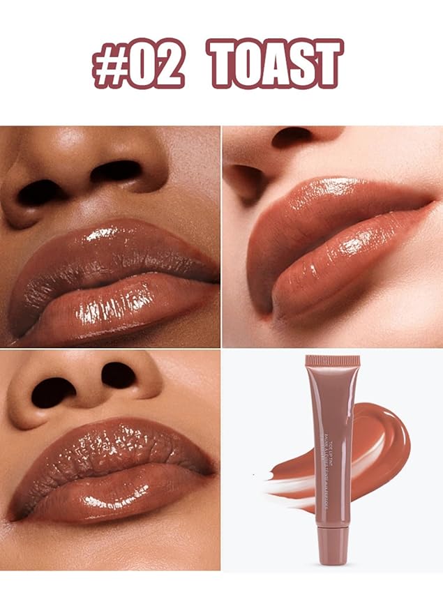 MAEPEOR Lip Glowy Balm 5 Colors Plumping Hydrating Lip Butter Balm and Nourishing Lip Care Lip Treatment Glossy Finish Non-sticky Tinted Lip Balm (02 Toast)