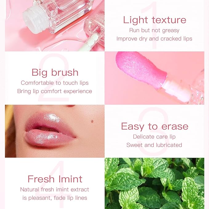 Plumping Glitter Lip Oil Tint, Big Brush Head Plumping