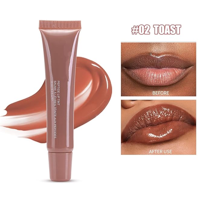 MAEPEOR Lip Glowy Balm 5 Colors Plumping Hydrating Lip Butter Balm and Nourishing Lip Care Lip Treatment Glossy Finish Non-sticky Tinted Lip Balm (02 Toast)