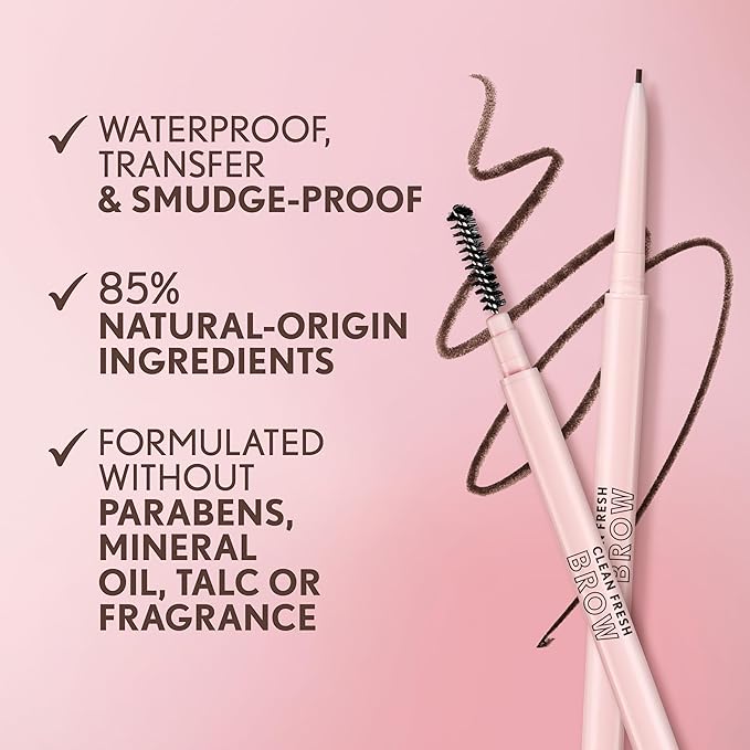 Covergirl Clean Fresh Brow Nano, 500 Medium Brown, Eyebrow Pencil, Ultra-Precise Tip, Waterproof, Transfer-Resistant, Built-In Spoolie, Vegan Formula, 0.001oz