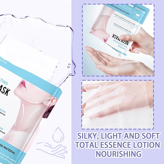 Neck Firming Mask Set,Non-greasy Tighten Lift Firming Neck Mask Skincare Moisturizer, 10 Pieces Deep Moisturizing Masks for Tightening, All Skin Type