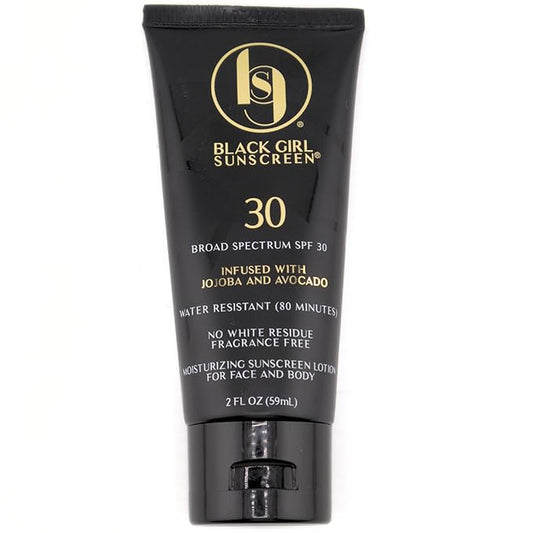 BLACK GIRL SUNSCREEN - Face & Body Moisturizing Sunscreen Lotion SPF 30, No White-Residue for Melanin Rich Skin (2 Fl. Oz.)
