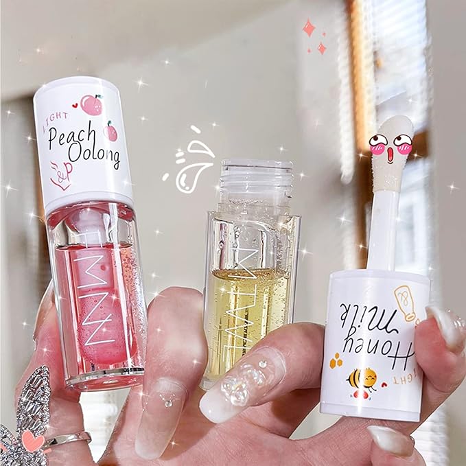 Crystal Jelly Moisturizing Lip Oil 2Pcs Hydrating Lip Moisturizing
