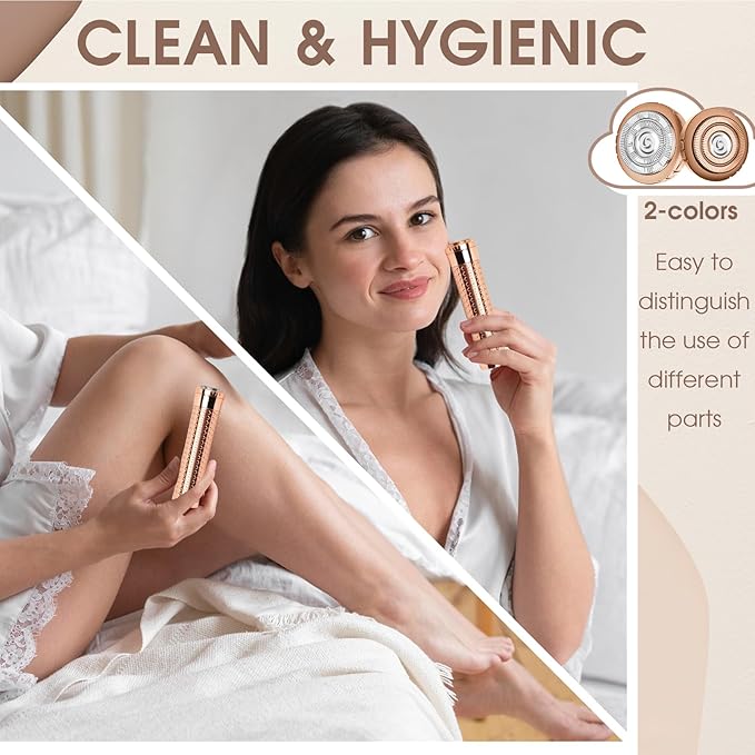 Upgrade Facial Hair Removal for Women, Rechargeable Hair Removal Device, Painless Face Electric Razor/Shaver for Lip, Arms, Face, Peach Fuzz (Black)