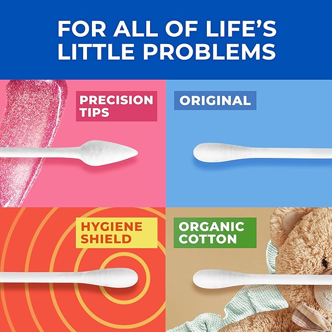 Q-tips Cotton Swabs Organic Swab Ultimate Home and Beauty Tool Made from Organic Cotton, Paper 400 Count(Pack of 4)