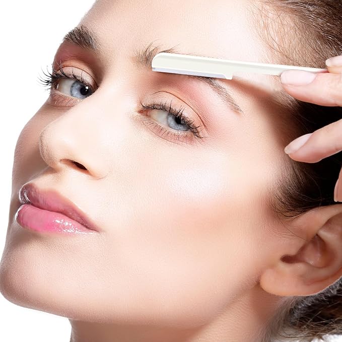 10 Pieces Women's Facial Razor Eyebrow Shaver Razor Brow Shaper Eyebrow Trimmer Dermaplaner Shaping Tool with Cover (White)