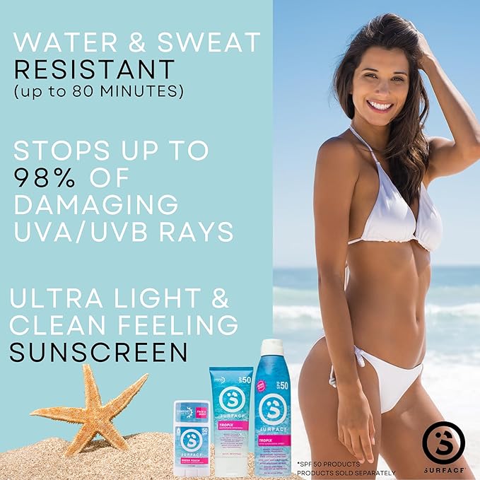 Surface TROPIX Sheer Touch Sunscreen Stick, Water Resistant, UVA/UVB Broad Spectrum, Fast Drying Protection, PABA Free - SPF 50-1 PACK
