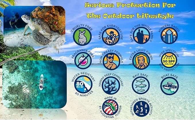 Hawaii Reef Compliant, Non-Nano Mineral Sunscreen 3oz Travel Size, (2) Pack 6oz Total, UVA/UVB Protection, Octinoxate & Oxybenzone Free, No Fragrance, Hawaii and Mexico Approved, Made in USA
