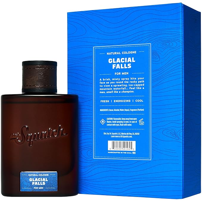 Dr. Squatch Natural Cologne for Men - Scent-Lock Technology and Sustainably-Sourced Ingredients - Glacial Falls Cologne (1.7 fl oz)