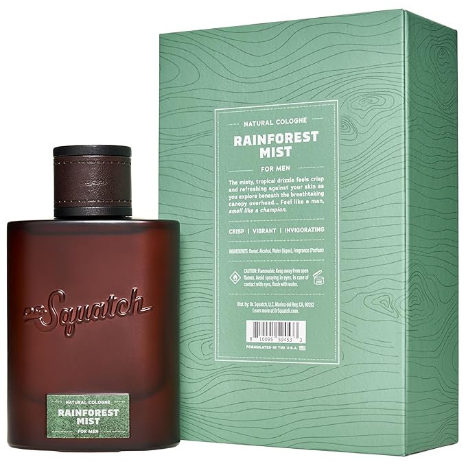 Dr. Squatch Natural Cologne for Men - Scent-Lock Technology and Sustainably-Sourced Ingredients - Rainforest Mist Cologne (1.7 fl oz)