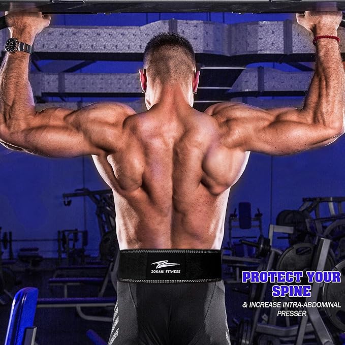 Zokani Thick Leather Weight Lifting Belt - 6MM 4-Inch Wide, 100% Leather 24" - 32", suede