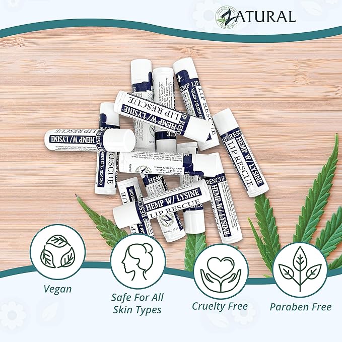 Hemp Lip Balm with L-Lysine-Heal, Moisturize,